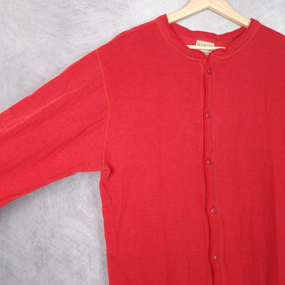 LL Bean Long Johns Mens Large Red Thermal Union Suit Button Front One Piece - Picture 3 of 16